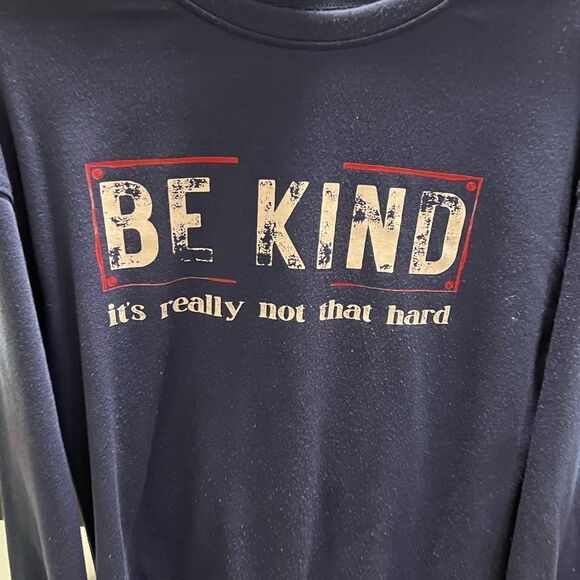 EUC Navy Blue 'Be Kind' Sweatshirt Small #316 - Picture 2 of 7